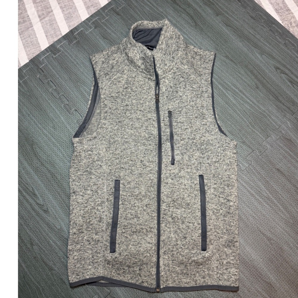 Beverly Hills Polo Club Womens Gray Sweater Fleece Full Zip Vest Small Mock Neck
